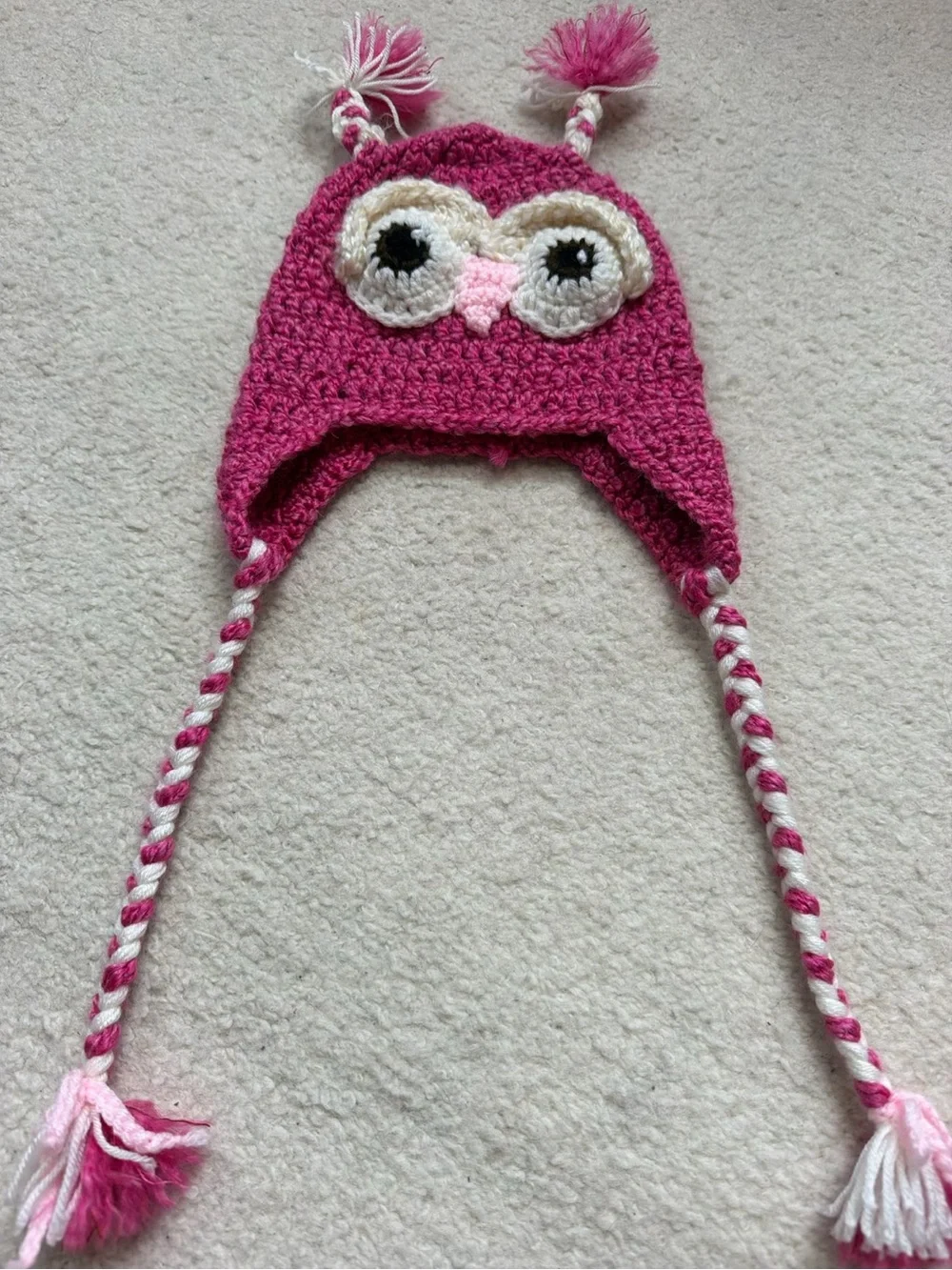 Pink Owl Knit Earflap Hat for Kids Beanie Hat